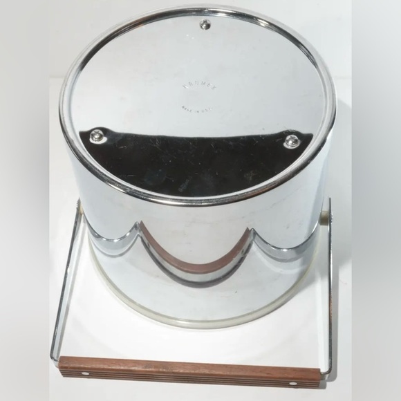 Vintage MCM Silver Ice Bucket with Wooden Handle and Lid - Picture 5 of 5